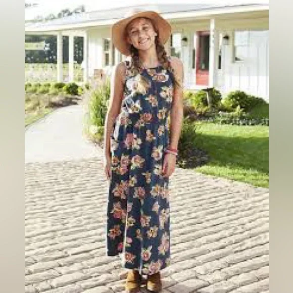 kacey maxi dress more to come Kacey Hydrangea Printed Strap Maxi Dress